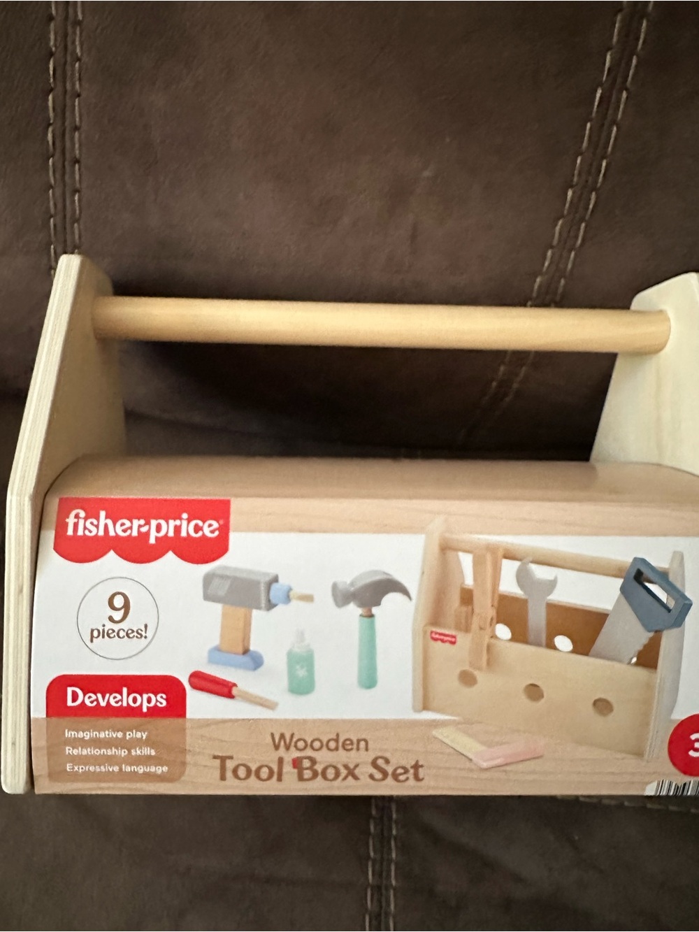 Fisher-Price Wooden Tool Box Set - Natural Beige, Red, Green, Blue